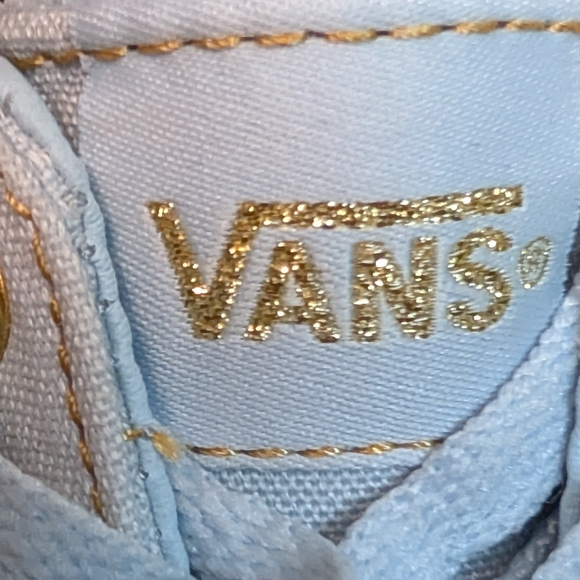 Vans Ward Lo Powder Blue EUC Low Top Women's Size 9.5 Gold Trainer Sneakers - Picture 13 of 14